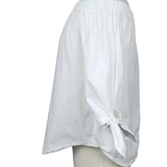 AMBIANCE Top Blouse Off The Shoulder 3/4 Sleeve Whit3 Sz Large - Picture 6 of 8